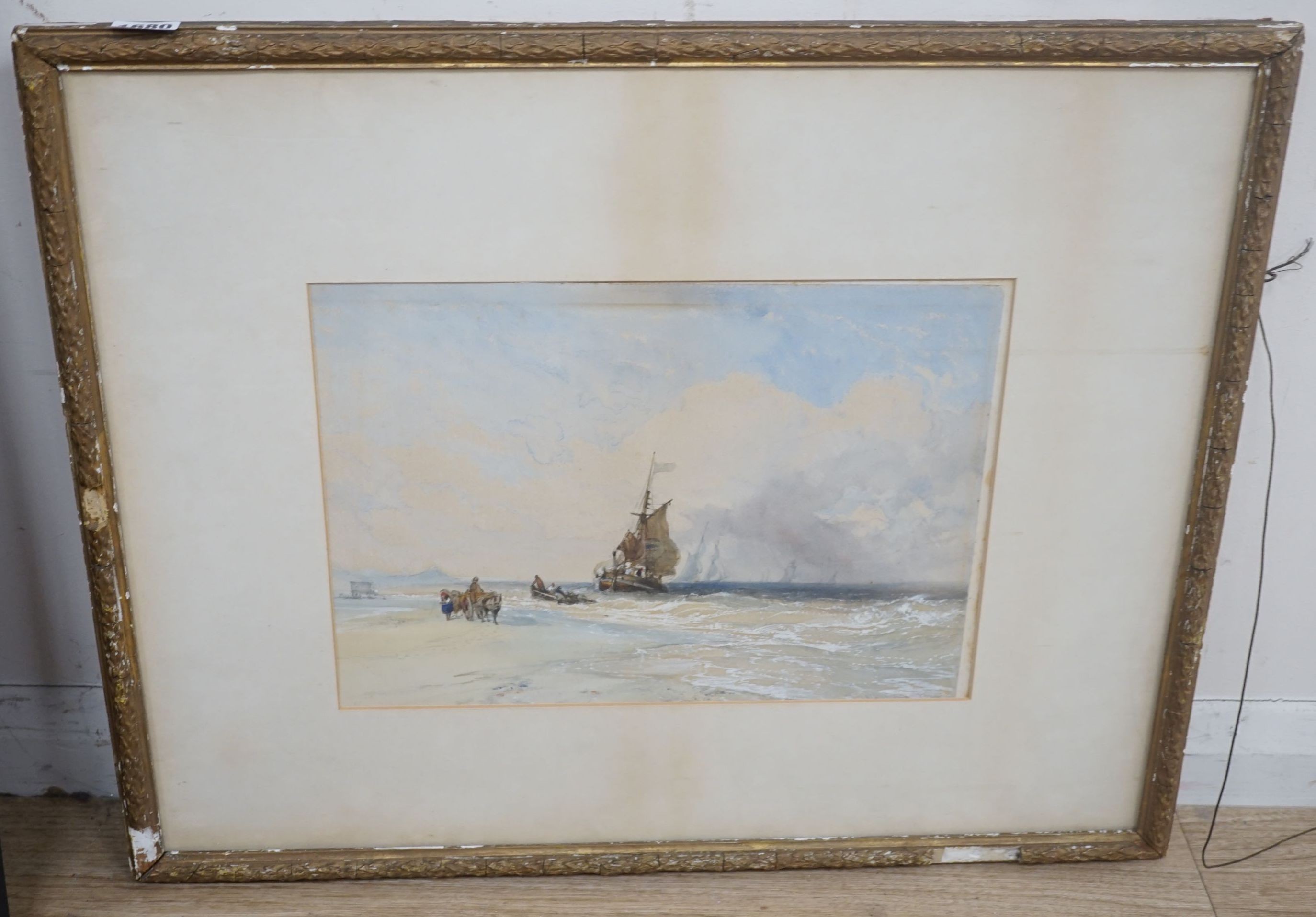 Charles Bentley (1806-1854), watercolour, 'Bamburgh Point, Northumberland', 25 x 36cm